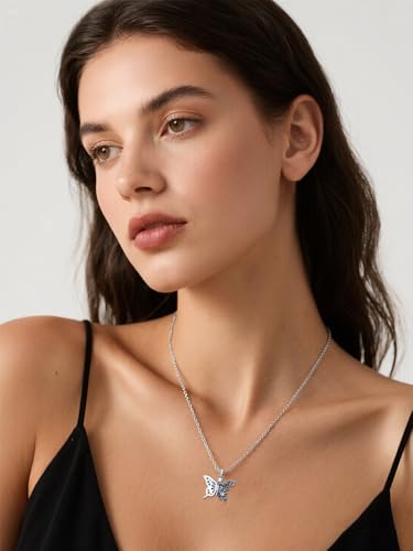 Flower Butterfly Urn Necklace for Ashes 925 Sterling Silver Urn Necklace Keepsake Cremation Jewelry Memorial Gifts for Women Loss Loved One - color: 01-butterfly Daffodil