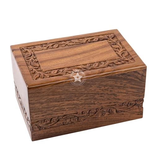 SIC Keepsake Urn for Ashes, Engraved Rosewood, 14 cu in | keepsake share of ashes; hand-finished rosewood; 14 cu in - size: Keepsake - 14lbs