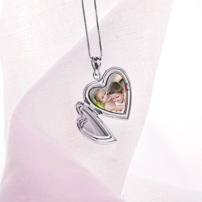 PicturesOnGold.com Personalized Always in My Heart Silver Or Gold Heart Locket Pendant Necklace Jewelry Gifts for Men & Women - 3/4 Inch X 3/4 Inch - Includes 18 inch Cable Chain - style: Silver - Locket + 1 Photo + Engraving