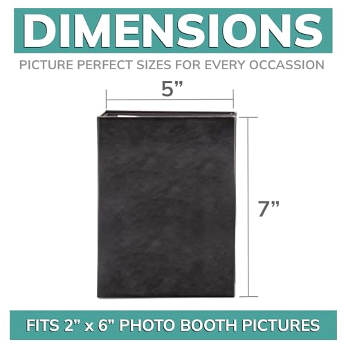 pbf Photo Booth Album | 2x6 Photo Album w/Picture Sleeves | 2x6 Strips Memory Book | Photo Strip Album | Wedding Photo Album for Photo Booth Pictures | 100 Pages, Holds 200 Photos (Black, 1-Pack) - color: Black