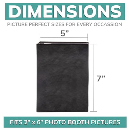 pbf Photo Booth Album | 2x6 Photo Album w/Picture Sleeves | 2x6 Strips Memory Book | Photo Strip Album | Wedding Photo Album for Photo Booth Pictures | 100 Pages, Holds 200 Photos (Black, 1-Pack) - color: Black