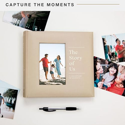 MCS The Story Of Us Photo Album, 200-Pocket, 4x6, Tan Linen Cover | Scrapbook-Style Keepsake Photo Album With Memo Space, Clear Side-Loading Pockets, Thoughtful Gift - style: Story of Us