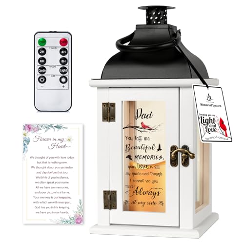 Memorial Lantern - Bereavement Sympathy Gifts for Loss of Loved One Memorial Gifts for Loss of Father Remembrance Gifts Thoughtful Funeral Gifts for Loss of Dad with LED Candle and Remote - color: Dad