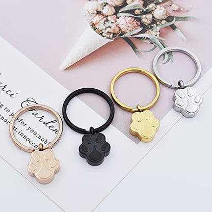 Customize Pet Cremation Keyring for Ashes Dog Cat Paw Print Keychain for Ashes Holder Pet Urn Keyring - color: Customize