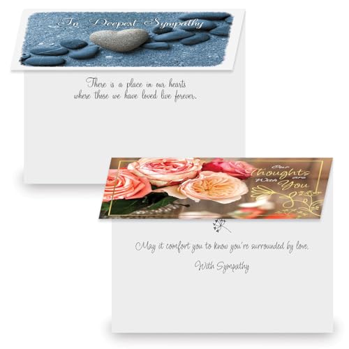 Current Expressions Sympathy Cards with Envelopes- Set of 20 Bulk Assortment II (10 Designs), Large 5" x 7" Condolences Cards, Sentiments Inside, White Envelopes - style: Expressions