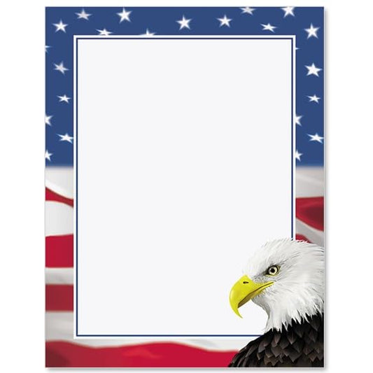 PaperDirect Patriotic Eagle Border Papers, American Flag and Eagle Design, 8.5 x 11, Acid-Free, Ideal for Letters, Invitations, Certificates, Cards, 25 Sheets - color: Patriotic Eagle