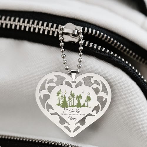 Memorial Heart Ornament “I’ll See You on The Other Side of The Stars” Stainless Steel Heart Sympathy Gift Remembrance Hanging Sign Loss Keepsake Tree Decoration Hanging Ornaments S2X49 - style: Memorial Heart3