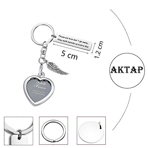 AKTAP Photo Frame Keychain Memorial Gifts Those We Love Don't Go Away Picture Frame Keyring - color: Photo Heart Keychain