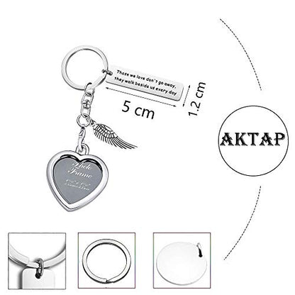 AKTAP Photo Frame Keychain Memorial Gifts Those We Love Don't Go Away Picture Frame Keyring - color: Photo Heart Keychain
