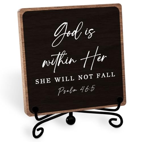 Bible Verses Rustic Plaque, Farmhouse Religion Decor for Office Shelf Home | Christian Inspirational Gift for Women Men Friends Family, Farm House Entryway Tv Stand Fireplace Coffee Table Decoration - style: God within her