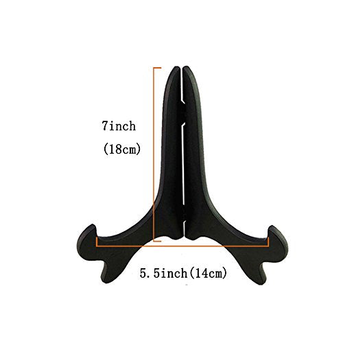 Artliving Black 7" Wood-like Plastic Easels Plate Display Stands Picture Frame Stand Holder-Set Of 4 - size: 7 inch