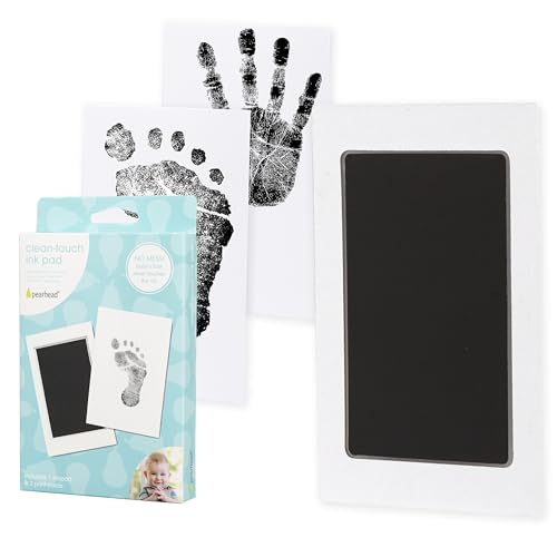 Pearhead Inkless Baby Hand and Footprint Kit, Clean-Touch, Newborn, 1-Pack | Clean-Touch Ink Pad, No Ink on Baby's Skin, Handprint or Footprint Keepsake, Baby Gift - color: Black 1-Pack, size: Regular 2.5" x 3.5”