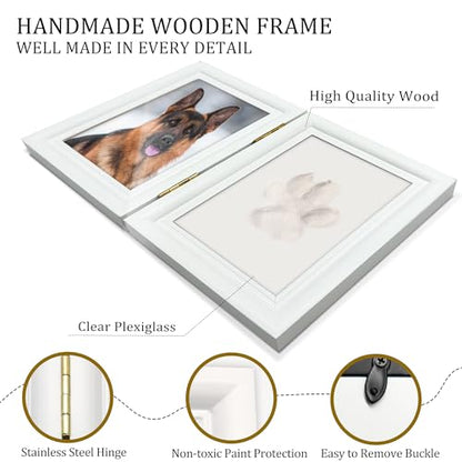 MYPAWLETS Clay Paw Print Kit for Dog Cat,Pawprint Keepsake Frame,L White - color: Medium-Large White