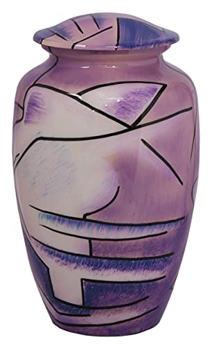 BOLD & DIVINE Hand Painted Purple Cremation Urn | Human Ashes Adult Memorial urn, Burial, Funeral Cremation Urns | 200 Cubic Inches Large/Adult Urn with Unique Velvet Bag - color: Hand Painted