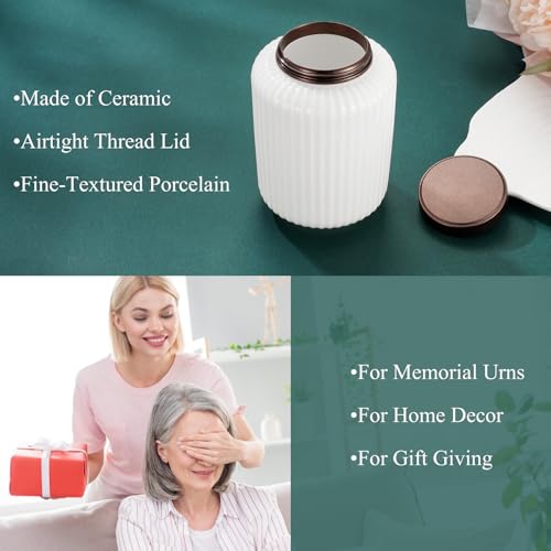 SOITIS Small Urns for Human Ashes 4.5 Inch Sharing Ceramic Urn for Ashes Mini Urns for Human Ashes Keepsake Urn for Human Ashes Funeral Memorial Holder White Urn for Women Men