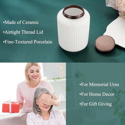 SOITIS Small Urns for Human Ashes 4.5 Inch Sharing Ceramic Urn for Ashes Mini Urns for Human Ashes Keepsake Urn for Human Ashes Funeral Memorial Holder White Urn for Women Men