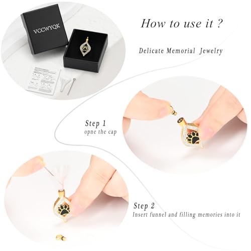 The Eye of My Heart Paw Print Urn Necklace for Ashes | stainless steel cremation jewelry, holds pet human ashes, paw print memorial urn pendant, leak-proof sealed design, unisex - color: Gold