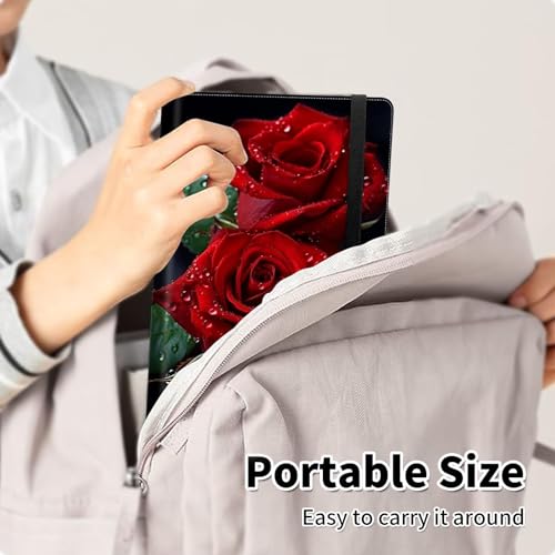 Photo Album 4x6 120 Pockets Photos with Elastic Band, PU Leather Photo Books Small Mini Capacity Picture Album for Family Wedding Travel Anniversary Baby Vacation Pictures, Red Rose Flowers - color: Red Rose Flowers