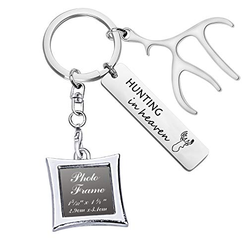CHOORO Dad Memorial Keychain Gone Hunting in Heaven Photo Frame Keychain in Memory of Dad Sympathy Gift Keepsake Jewelry