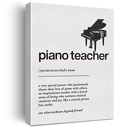 Motivational Wall Art Piano Teacher Definition Canvas Print Inspirational Framed Painting for Home Office Wall & Tabletop Decor - color: piano