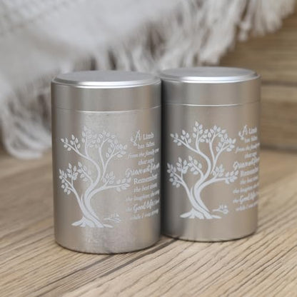 Small Aluminum Keepsake Urns for Human Ashes - Set of 4 Mini Memorial Urns - 3 Inch Ashes Containers for Sharing - size: Set of 4-family tree