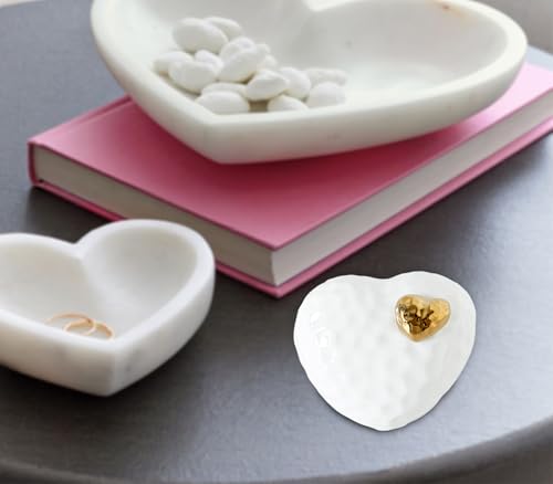 Set of 2 Elegant Small Heart-Shaped Ceramic Urn for Ashes – Perfect Keepsake Urns for Human Ashes, Mini Cremation Urn Box with Golden Heart Stopper