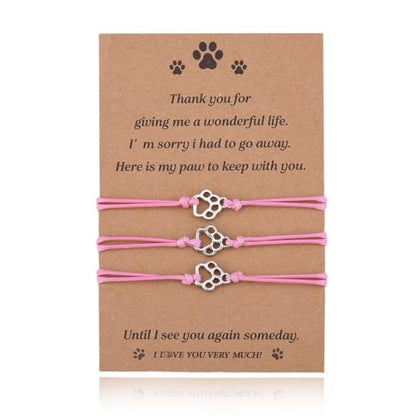 Pet Memorial Gifts Bracelets for Loss of Dog Cat Symapthy Gift for Dog Cat Lovers Passing Away Gifts Paw Print Bracelet - color: Pink