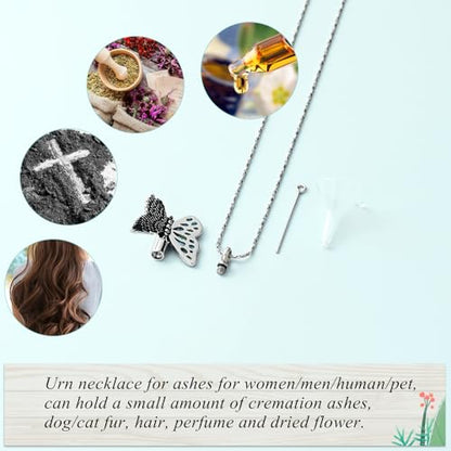 Imrsanl Butterfly Urn Necklace for Ashes Angel Wing Cremation Jewelry Keepsake Funeral Memorial Pendant Gifts of Loss Loved Ones for Women - color: Customize 2