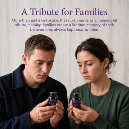 Emvency Urn for Ashes, Mini Metal, Keepsake Sharing Urns, Purple - color: Purple Butterfly