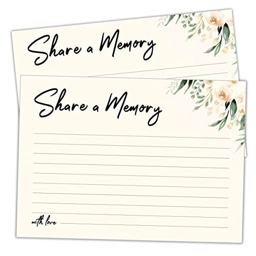 100 Large Share A Memory Cards - Oversize - 5" x 7" - Celebration of Life - Birthday - Funeral - Memorial - Graduation - Bridal Shower Game - Going Away - Anniversary - Retirement - color: Blush Green Floral