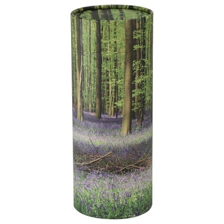 Bluebell Forest Scattering Tube, Biodegradable Cremation Urn for Ashes, Adult Sized Cremation Urn, 12.5 Inches High - color: Bluebell Forest, size: Large