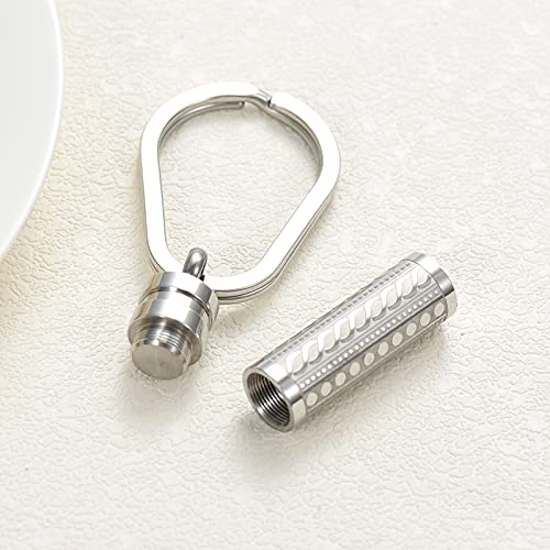 constantlife Cremation Jewelry for Ashes Openable Pill Case Urn Necklace Keepsake Perfume Memorial Pendant Locket Charm Accessories - color: Keychain-silver