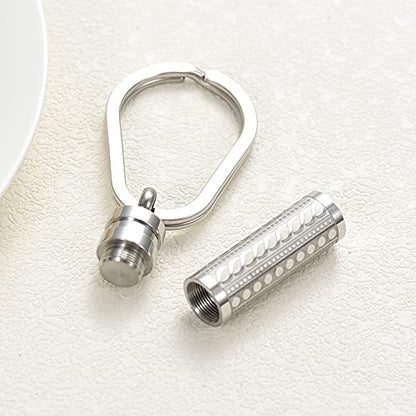 constantlife Cremation Jewelry for Ashes Openable Pill Case Urn Necklace Keepsake Perfume Memorial Pendant Locket Charm Accessories - color: Keychain-silver