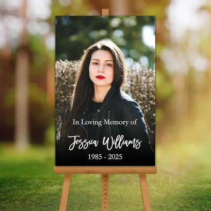 Personalized Funeral Portrait Yard Sign – In Loving Memory Welcome Sign – Custom Picture & Text - color: Version 10
