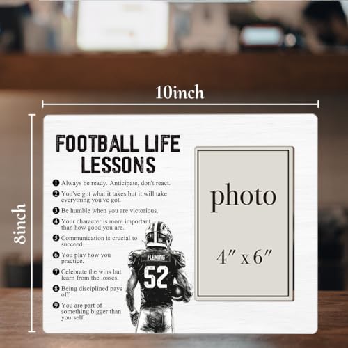 Football Life Lessons Picture Frame, Football Gifts for Boys Team Player | Inspirational Football Wooden Picture Frame for 4 x 6 in Photo, Football Coach Gifts for Men Women - color: FOOTBALL