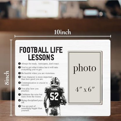 Football Life Lessons Picture Frame, Football Gifts for Boys Team Player | Inspirational Football Wooden Picture Frame for 4 x 6 in Photo, Football Coach Gifts for Men Women - color: FOOTBALL