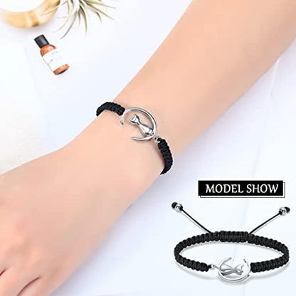 constantlife Cat Cremation Urn Bracelet for Pet Ashes Handmade Braided Rope Adjustable Bangle Stainless Steel Urn Bangle Memorial Jewelry - color: Silver