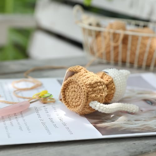 Positive Crochet Animals Cat – “You are Pawsome” Valentines Day Gifts for Him Her Boyfriend Girlfriend Women Teens, Emotional Support & Cheer Up Present, Teacher Appreciation, Birthday Gift - color: Cat-white-awesome