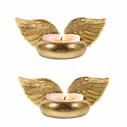 Angel Wings Tealight Candle Holder, 2 Pack Prayer Candle Holder for Christening Favor, Baptism Favor, Communion, Religious Favor Votive Holder Memorial Gifts