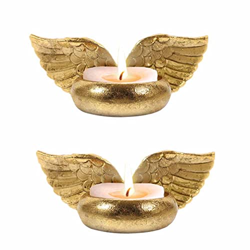 Angel Wings Tealight Candle Holder, 2 Pack Prayer Candle Holder for Christening Favor, Baptism Favor, Communion, Religious Favor Votive Holder Memorial Gifts