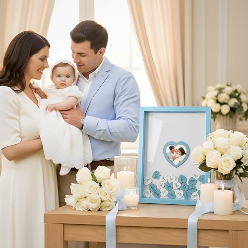 Blue Wedding Guest Book Alternative, Guest Book Wedding Reception, Wedding Guest Book with Wooden Hearts Guest Book Signs for Wedding Anniversary Birthday Party Baby Shower - color: Blue