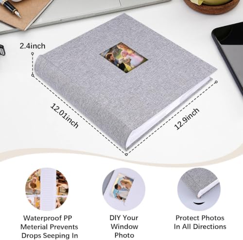 600 Pocket 4x6 Photo Album with Writing Space, Linen Cover, Grey - color: 600 Pockets Grey