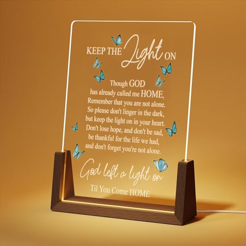 Memorial Butterfly Acrylic Plaque LED with Walnut Night Light - Sympathy Gifts for Loss of Loved One - Butterfly Memorial Gift - Memorial Gifts for Loss Mom/Dad/Grandparent (Memorial Style 2) - color: Memorial Style 2