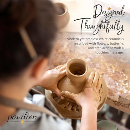 Pavilion Gift Company - 'In Memory, Light Remains' 19176 - White Ceramic Candle with Soy Wax in a Delicate Jasmine Scent, Thoughtful Sympathy, Remembrance, and Condolence Gift - 8 Ounces - style: In Memory, Light Remains