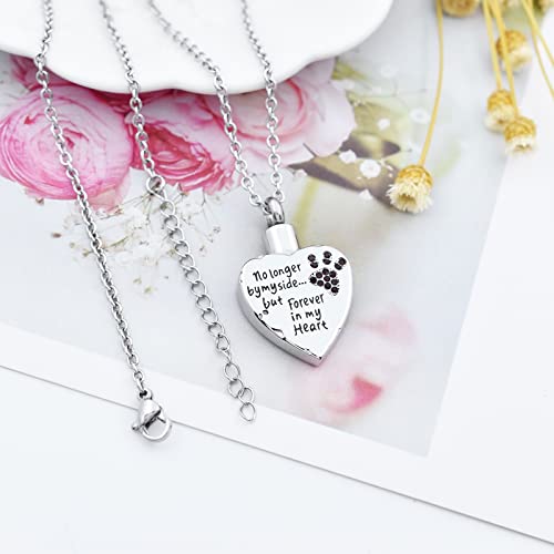 Fashion Pet Cremation Jewelry Stainess Steel Heart Keepsake Ashes Necklace Dog Cat Paw Memorial Urn Pendant - color: Purple