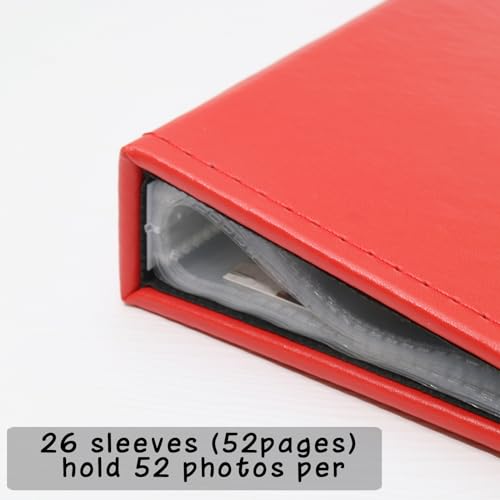 Small Photo Album 5x7 52 Pockets Leather Cover Picture Book Holds 5x7 Photos for Wedding, Baby, Family, Graduation - color: Red, size: 5x7 (1 PK)