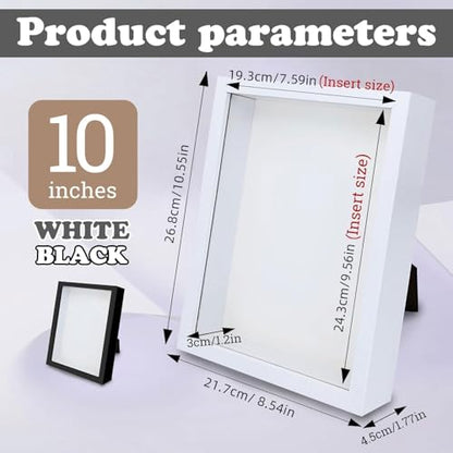 FuninCrea 8 x 10 Inch Shadow Box Frame, Wooden Shadow Boxes Display Cases Large 3D Box Frame for Tabletop Wall Hanging, Deep Shadow Box Memory Frame for DIY Crafts Photos Dry Flowers (White) - color: White