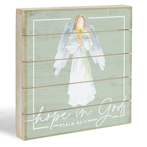 Simply Said, INC Perfect Pallet Petites Celebration of Life Sign, Hope In God Angel, 8 inch Wood Decor, Made in USA, PET26238 - color: Hope In God Angel