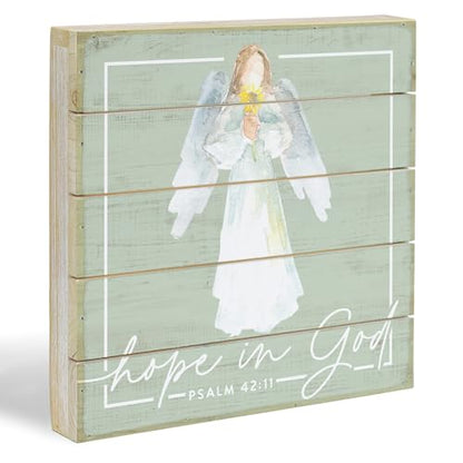 Simply Said, INC Perfect Pallet Petites Celebration of Life Sign, Hope In God Angel, 8 inch Wood Decor, Made in USA, PET26238 - color: Hope In God Angel