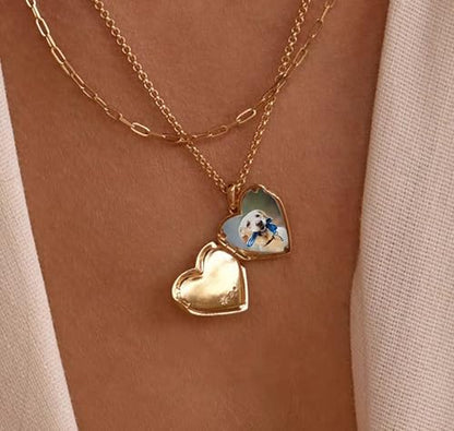 YOUFENG Love Heart Oval Locket Necklace that Holds Pictures Photo Lockets Birthday Gifts Jewelry for Women - style: Heart